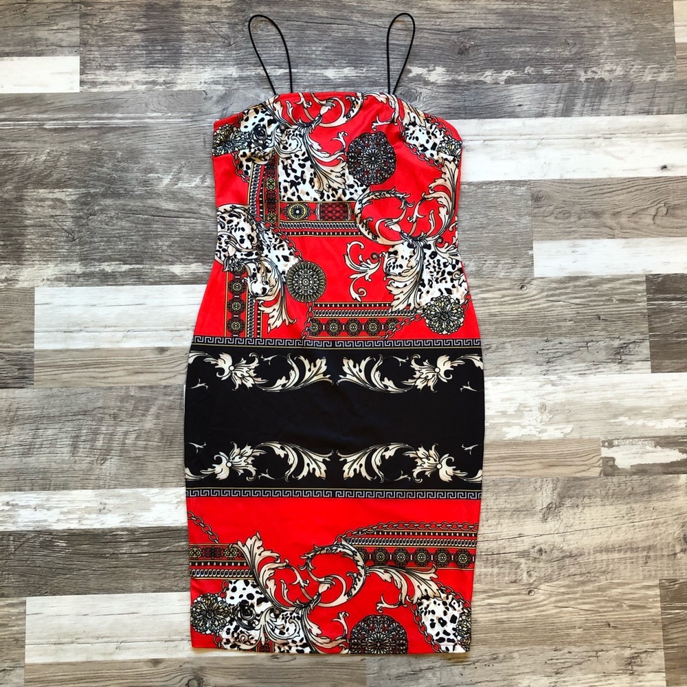 SHEIN Midi Bodycon Cami Patterned Dress
